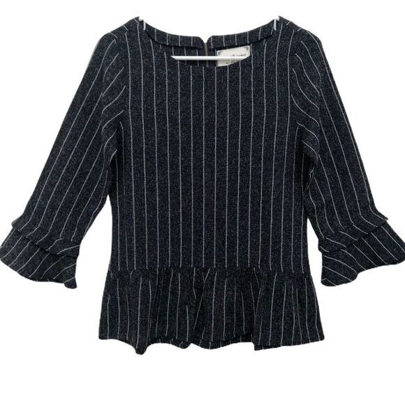 LATIN QUARTERS Blouse Blue/White Striped P… - Picture 3 of 7